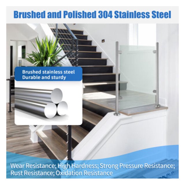 WANCQ Glass Balustrade Glass Railing Post End Post Railing Fence Pole