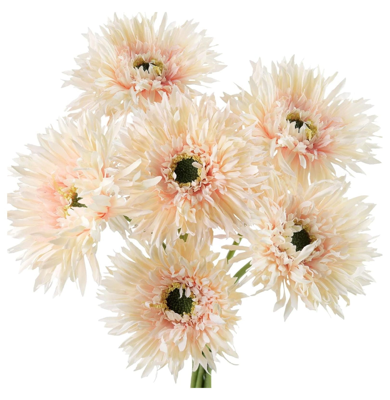 WANCQ Light Peach Spider Gerbera Daisies Silk Flowers Real Looking