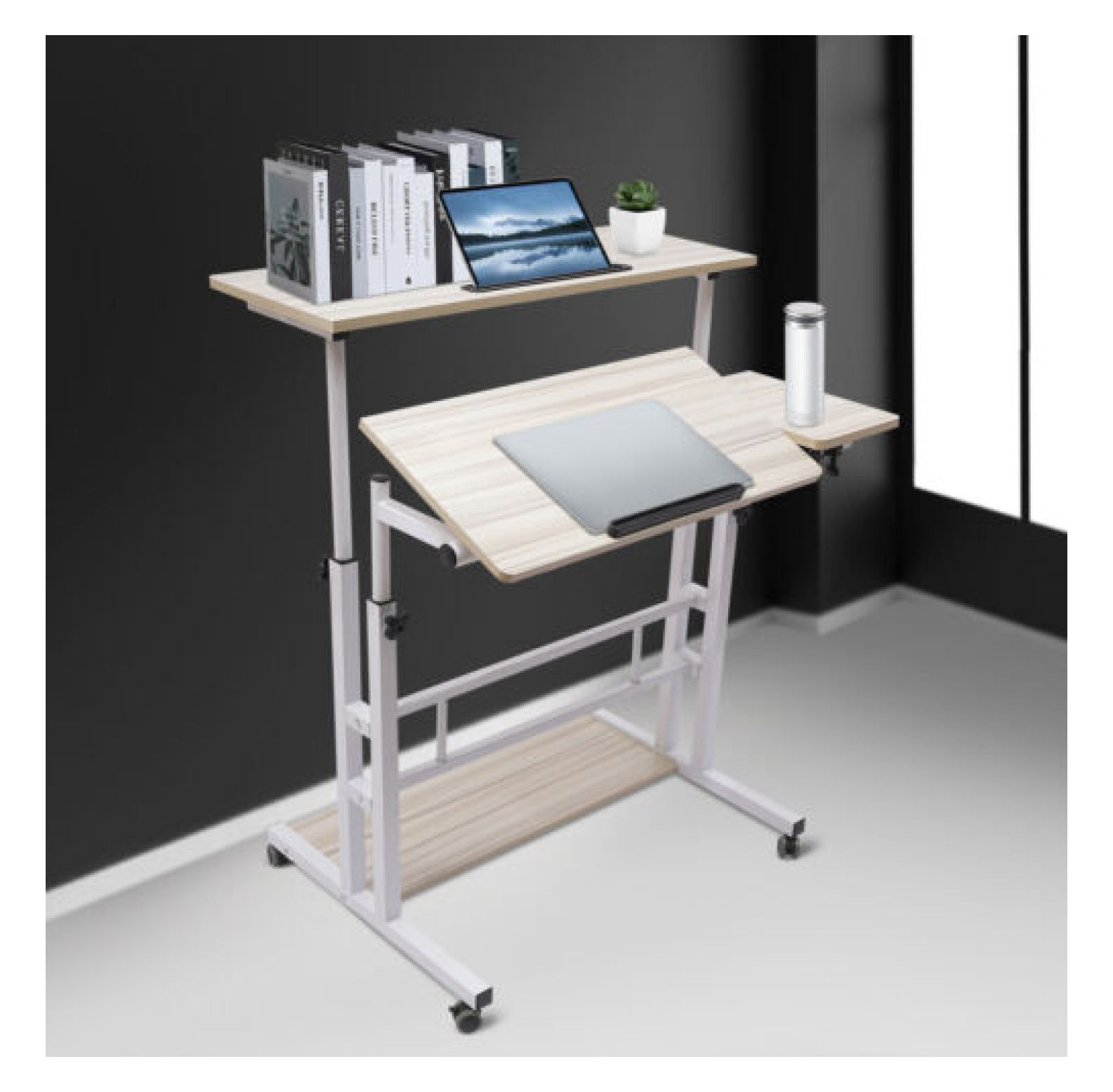 WANCQ Mobile Standing Desk Adjustable Stand Up Laptop Desk Workstation