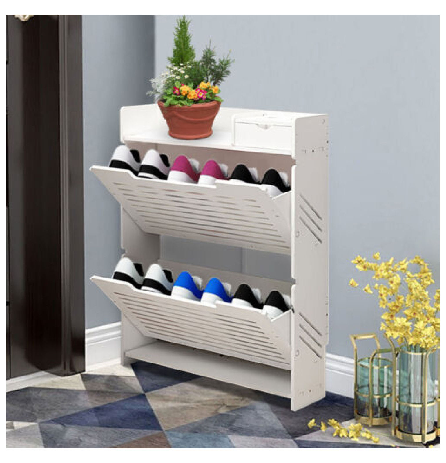 WANCQ Modern Shoe Rack PVC Shoe Storage Drawer Organizer 2