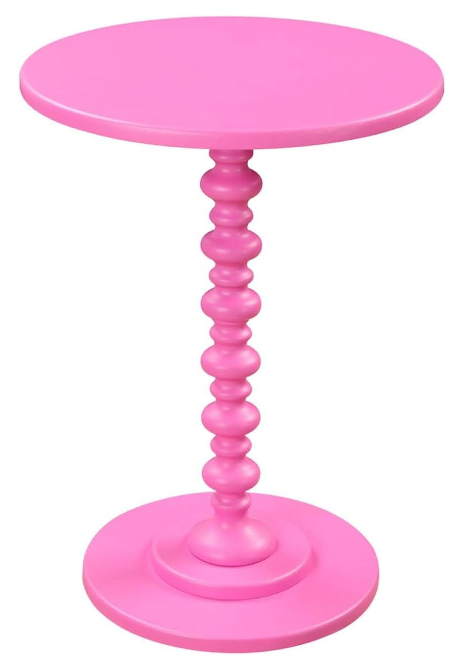 Palm Beach Glossy Pink Round Wood Spindle Side Table