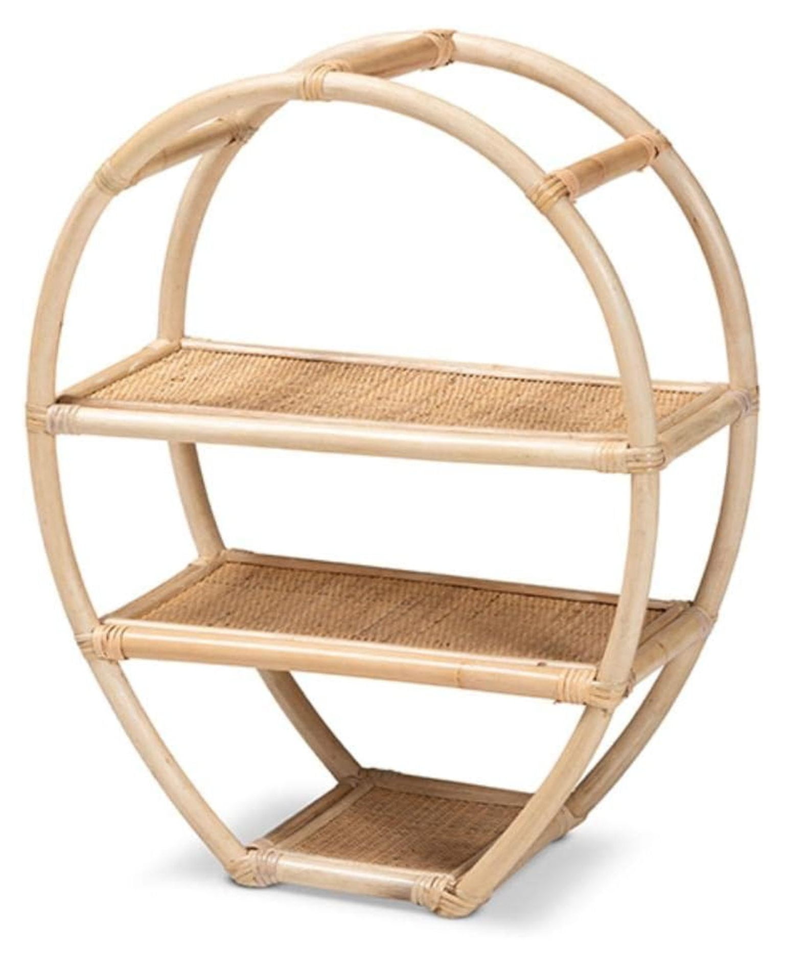 Ruana Bohemian Natural Brown Rattan 3-Tier Display Shelf