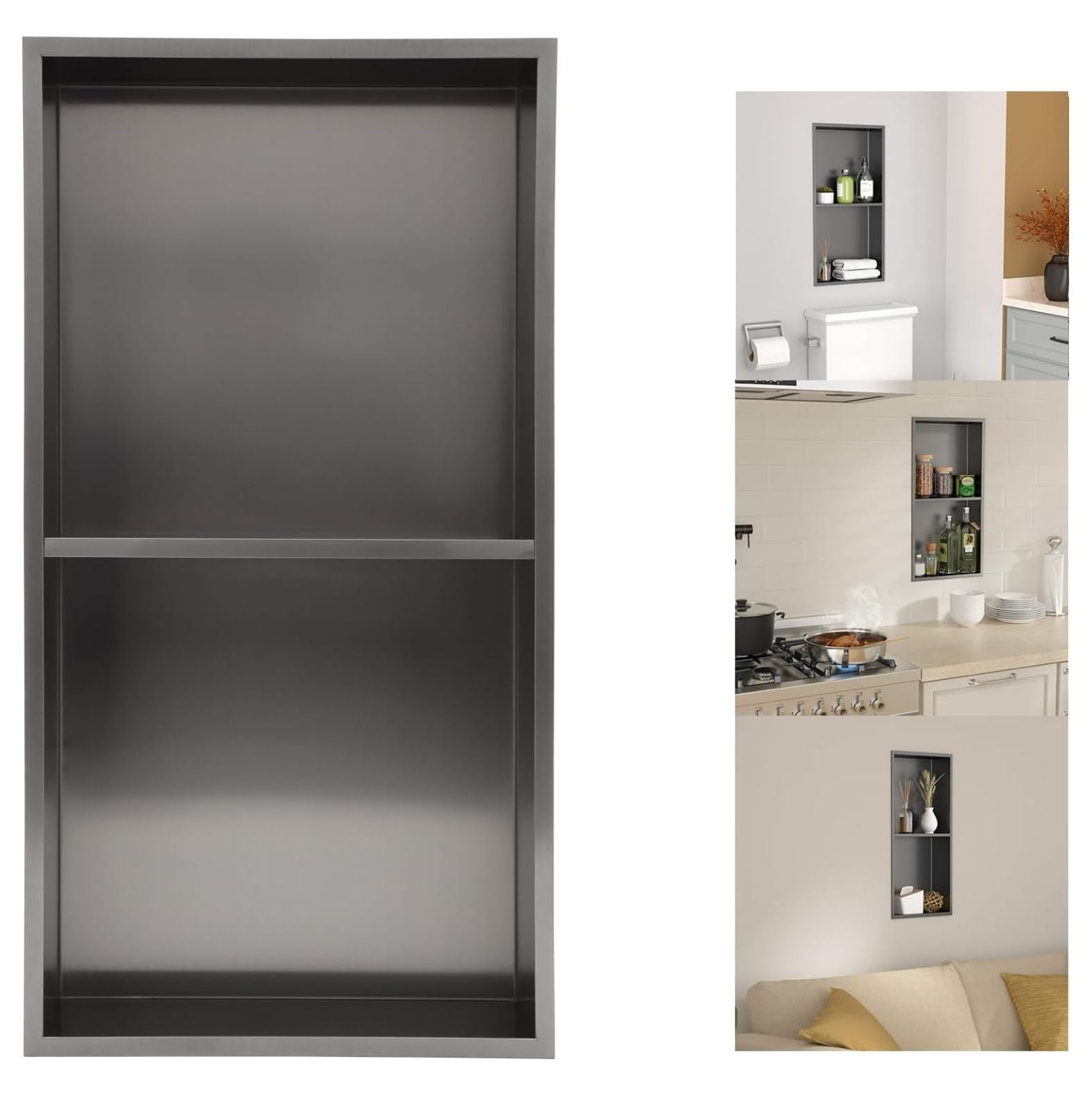 WANCQ Shower Niche 12" x 24" Rectangle Bathroom Niche, No Tile Needed ...