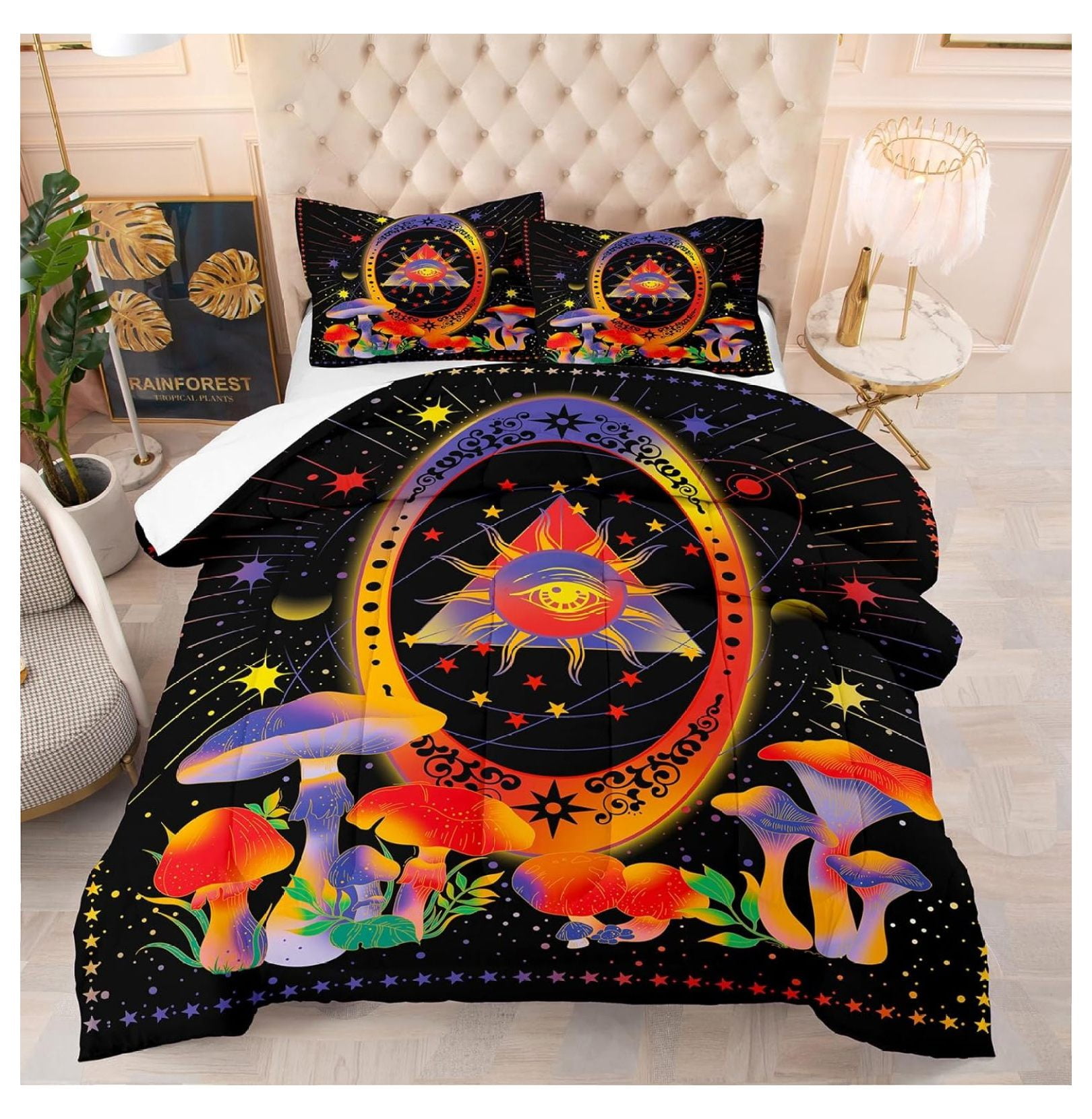 WANCQ Sun and Moon Bedding for Boys Girls Kids Teens,Celestial Bedding