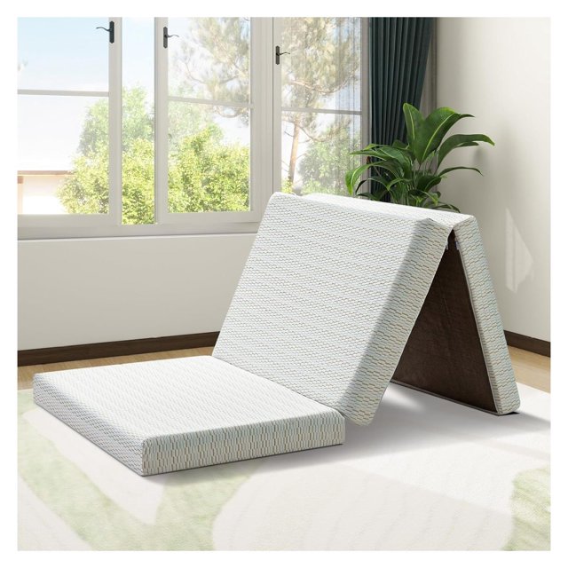 WANCQ Trifold Mattress,Memory Foam Portable Mattress, Fordable Mattress Topper with Removable