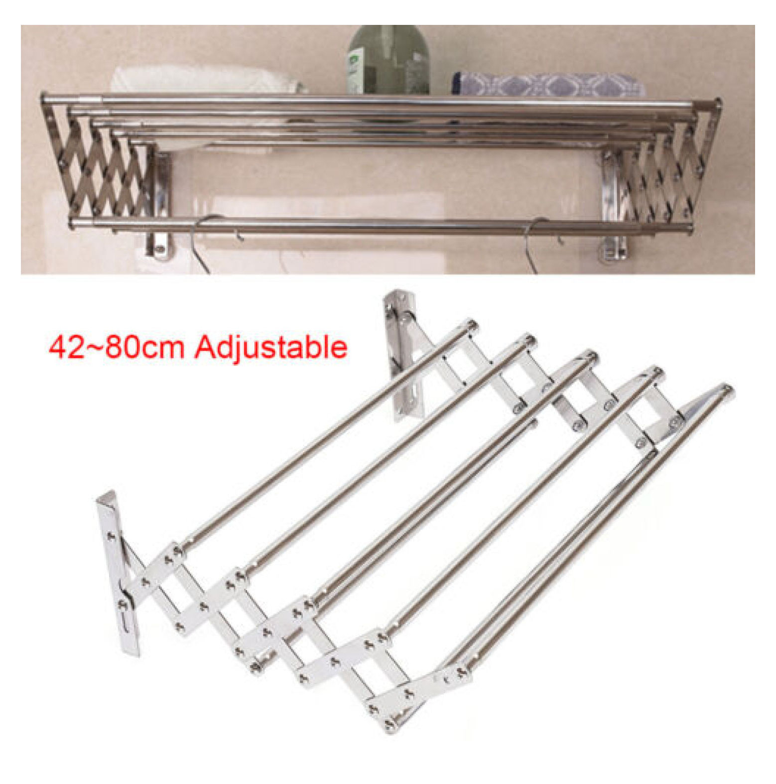 WANCQ Wall Mounted Clothes Drying Rack Stainless Steel Retractable