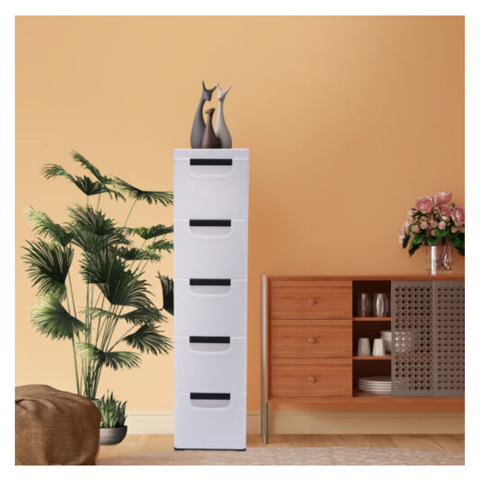 WANCQ Wardrobe Vertical Tall Dresser Storage Organizer Tower With 5