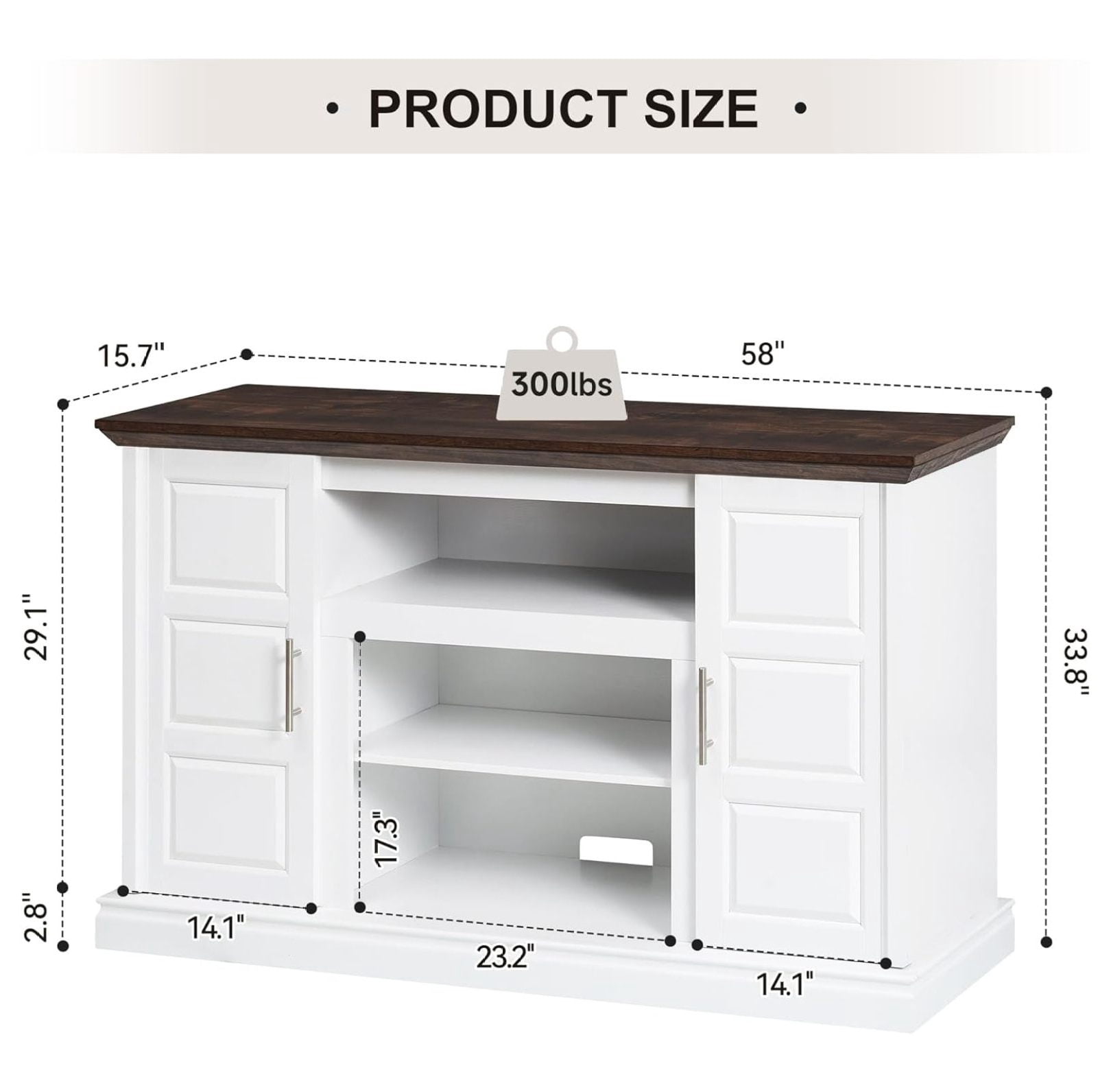 WANCQ White TV Stand with LED Light and Adjustable Shelf, Entertainment