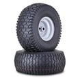 thumbnail image 1 of WANDA 15X6-6 4-Ply Lawn Mower Tractor Tire Wheel Assembly with 3/4" Bushing 3" Center Hub Silver Wheel-13114,SET 2, 1 of 3