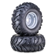 WANDA 24x11-10 Mud ATV Tire Wheel Assembly with 4/110mm PCD Silver Wheel 10245, PK 2
