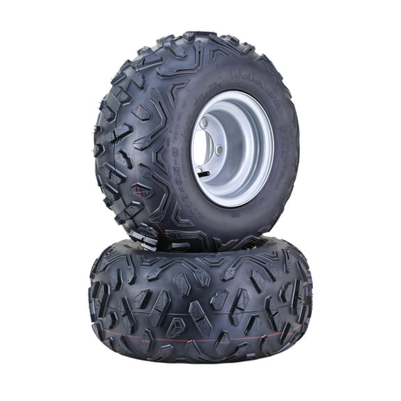 WANDA ATV Golf Cart Tire & wheel 18X9.5-8 6-Ply with 4 Lugs on 4" PCD Silver Wheel-10410,SET 2