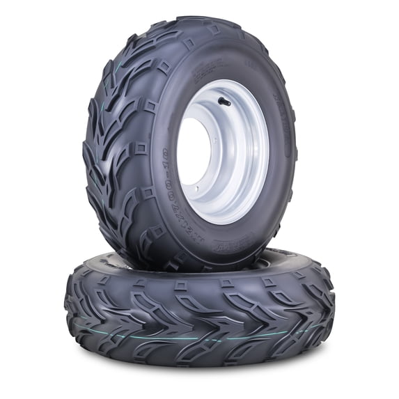 WANDA ATV Tire & Wheel 21X7-10 with 4 Lugs on 156mm PCD 2+3 Offset Silver Wheel 10194,SET 2
