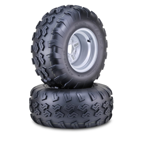 WANDA ATV Tire & Wheel 22X10-10 with 4 Lugs on 110mm PCD Silver Wheels 10238, PK 2