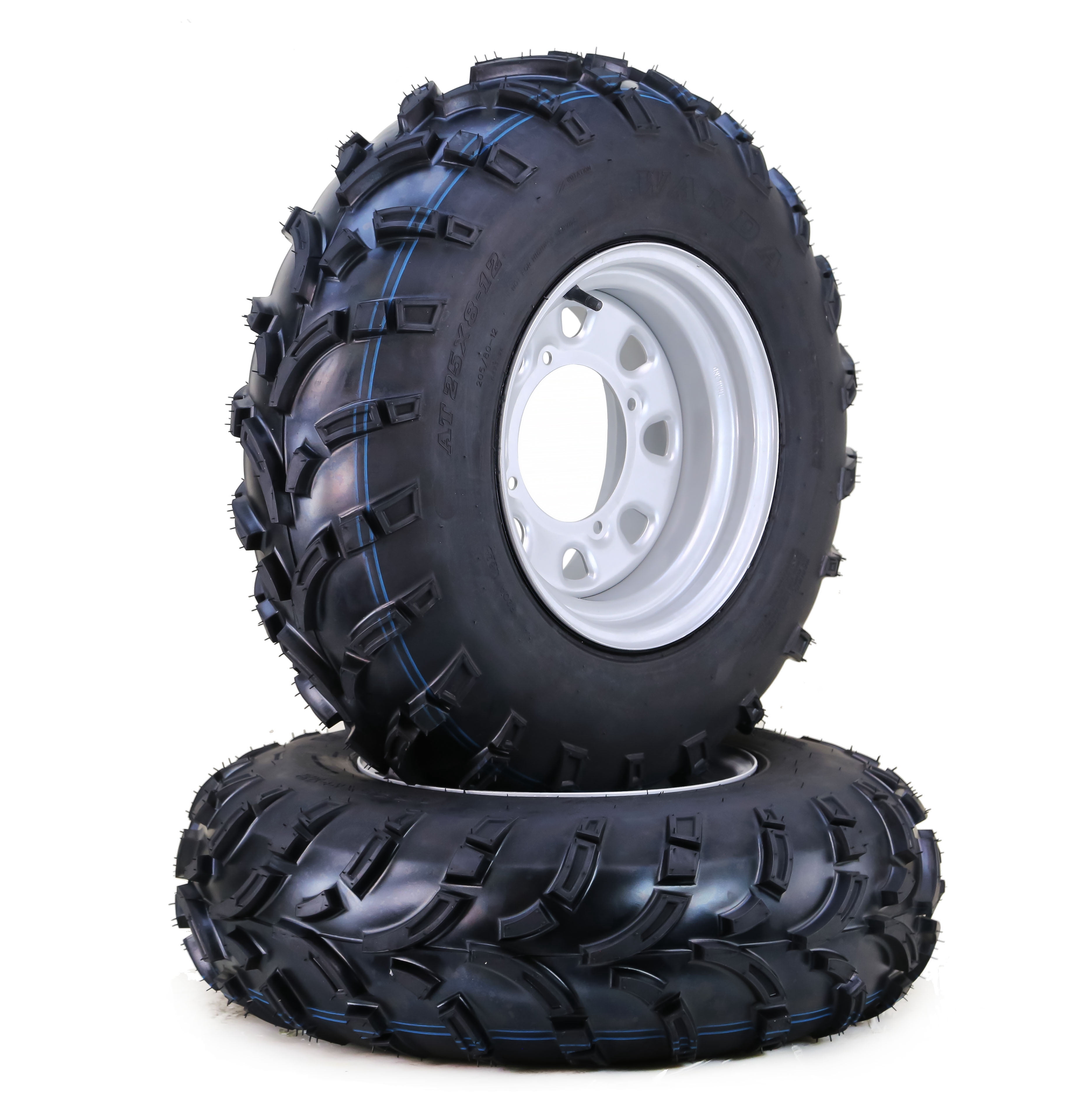 WANDA ATV Tire & Wheel 26X8-12 6-Ply Light Mud on 4 Lugs x 156 PCD 4+3 ...