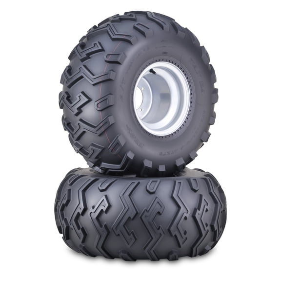 WANDA ATV Tire Wheel Assembly 25X12-9 on 4/110mm PCD 3+6 Offset Silver Wheels 10130, SET 2