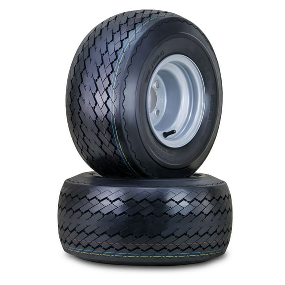 WANDA Golf Cart Tire Wheel Assembly 18X8.5-8 4-Ply with 5 Lugs on 4.5" PCD Silver Rim ,SET 2