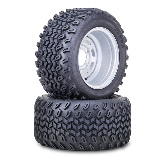 WANDA Golf Cart Tire & Wheel Assembly 18X9-10 with 4 Lugs on 4" PCD ET-15.5 Silver Wheel-14050, Set 2