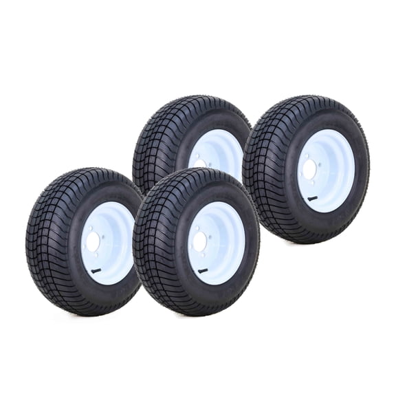 WANDA Golf Cart Tire Wheel Assembly 205/65-10 4-Ply with 4 Lugs on 4" PCD White Wheel -14007, Set 4