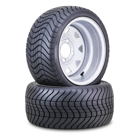 WANDA Golf Cart Tire Wheel Assembly 215/35-12 with 4 Lugs on 4" PCD ET-25.4 Silver Wheel 14013, SET 2