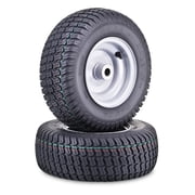 WANDA Lawn Mower Tractor Tire Wheel Assembly 13X5-6 4-Ply P332 with 3/4" Bushing 3" Center Hub Silver Wheel-13014,SET 2