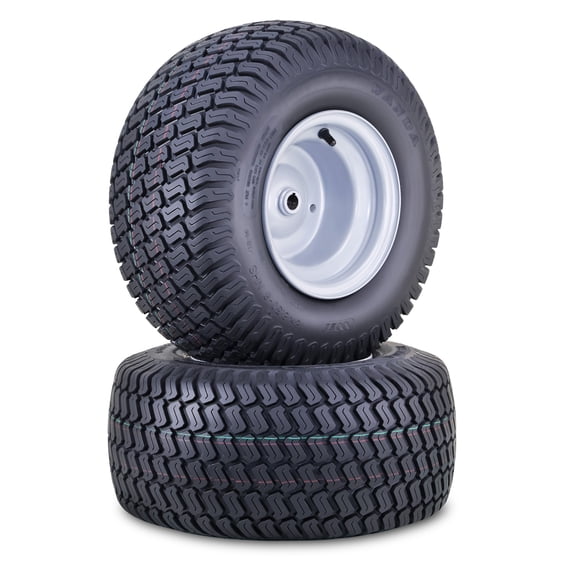 WANDA Lawn Mower Tractor Tire Wheel Assembly 18X8.5-8 4-Ply P332 with 3/4" Bushing 3/16" Keyway 3-1/2" offset Hub Silver Wheel-13028,SET 2