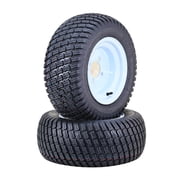 WANDA Lawn Mower Tractor Tire & wheel 18X8.5-10 4-Ply with 4 Lugs on 4" PCD White Wheel-13029,SET 2