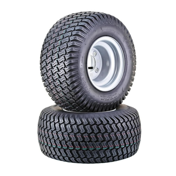 WANDA Lawn Mower Tractor Tire & wheel 18X8.5-8 4-Ply with 4 Lugs on 4" PCD Silver Wheel-13028,SET 2