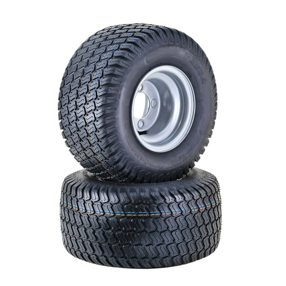 WANDA Lawn Mower Tractor Tire & wheel 18X9.5-8 4-Ply with 4 Lugs on 4" PCD Silver Wheel-13032,SET 2