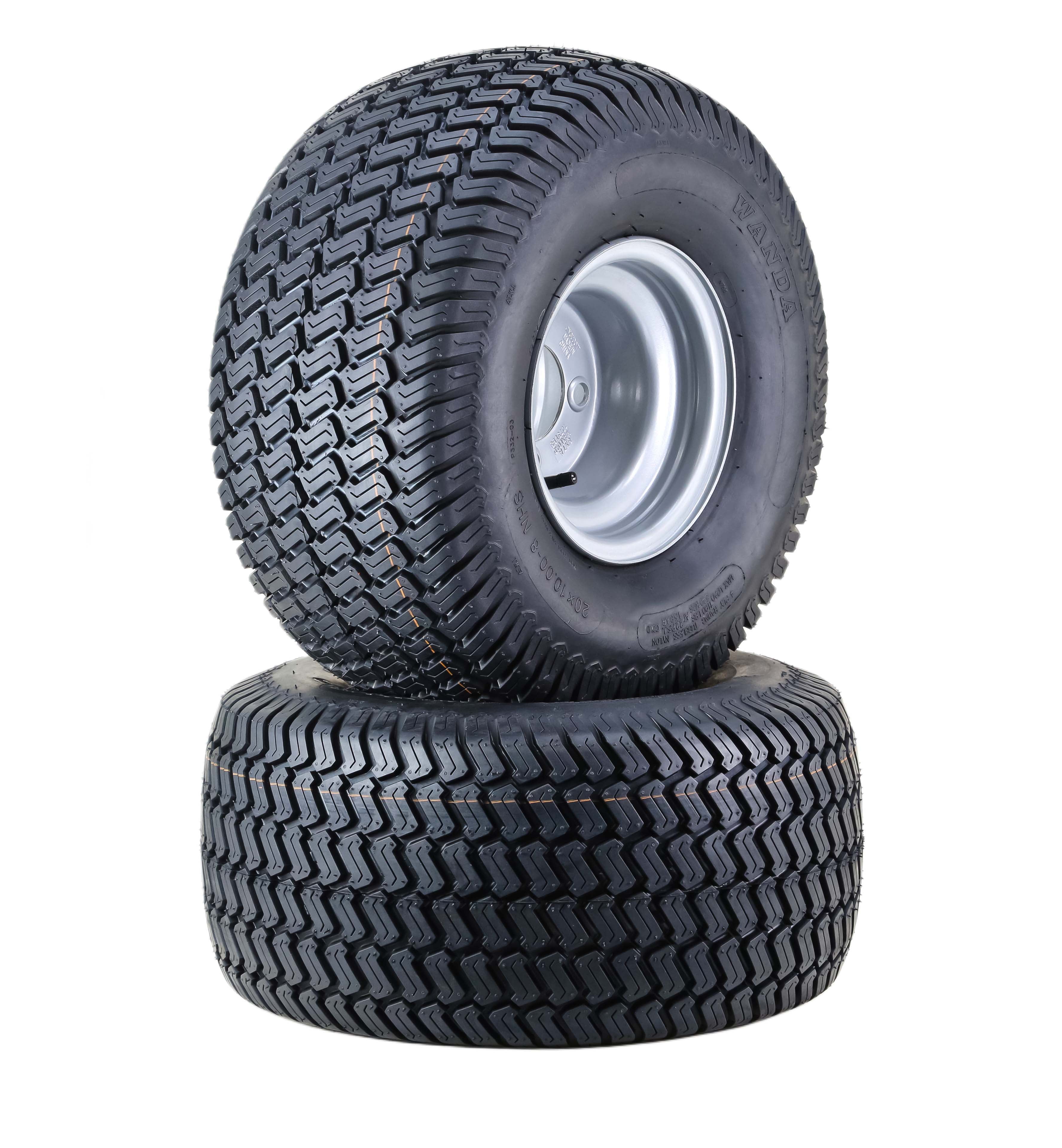 WANDA Lawn Mower Tractor Tire & wheel 20X10-8 4-Ply with 4 Lugs on 4 ...