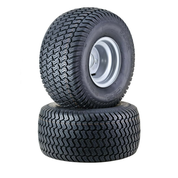 WANDA Lawn Mower Tractor Tire & wheel 20X10-8 4-Ply with 4 Lugs on 4" PCD Silver Wheel-13040,SET 2