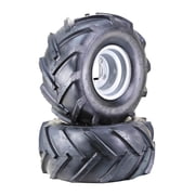 WANDA Lawn Mower Tractor Tire & wheel 20X10-8 4-Ply with 4 Lugs on 4" PCD Silver Wheel-13071,SET 2