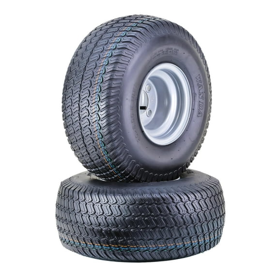 WANDA Lawn Mower Tractor Tire & wheel 20X8-8 4-Ply with 4 Lugs on 4" PCD Silver Wheel-13035,SET 2