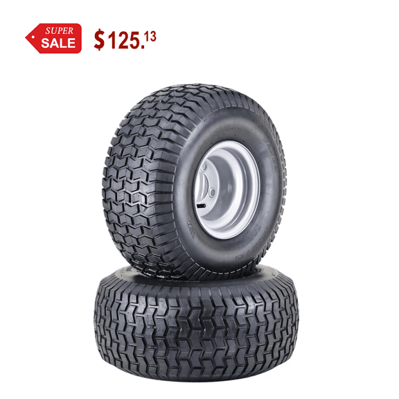 WANDA Lawn Mower Tractor Tire & wheel 20X8-8 4-Ply with 4 Lugs on 4" PCD Silver Wheel-13131,SET 2