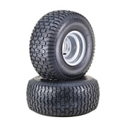 WANDA Lawn Mower Tractor Tire & wheel 20X8-8 4-Ply with 4 Lugs on 4" PCD Silver Wheel-13131,SET 2