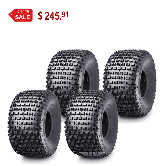 WANDA Set of 4 New ATV Tires 22X11-10 4PR P322 Dimple Knobby - 10030