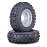 WANDA Sport ATV Tire Wheel Assembly 21X7-10 with 4x110mm PCD 2+3 offset Silver Wheel 10075,PK 2