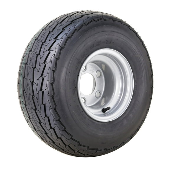 WANDA Trailer Tire Wheel Assembly 18.5x8.5-8 8-Ply D 83L w/ 5 Lugs on 4.5" PCD Silver Rim Installed