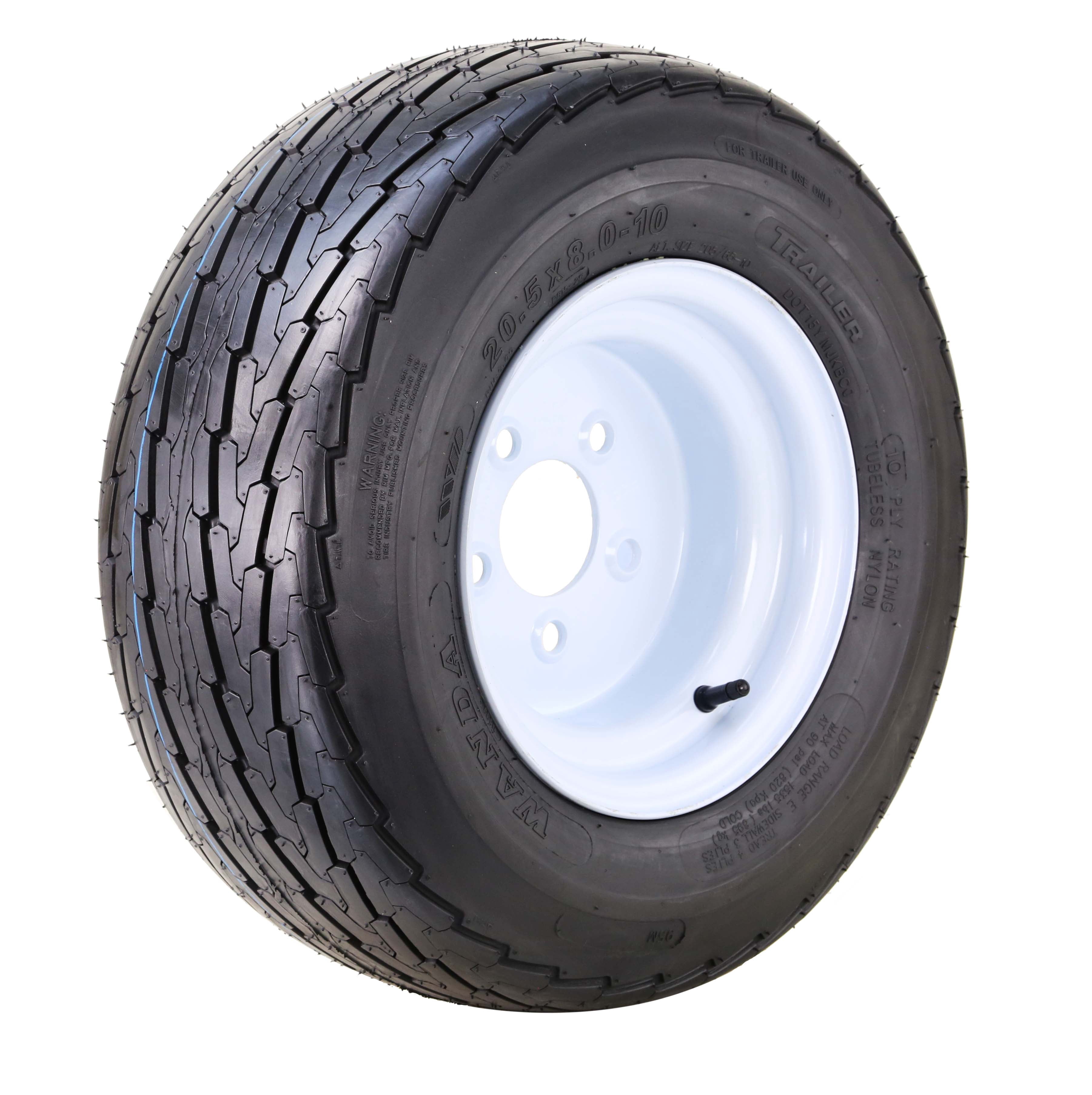 WANDA Trailer Tire Wheel Assembly 20.5x8-10 10-Ply E 95L w/ 5 Lugs on 4 ...