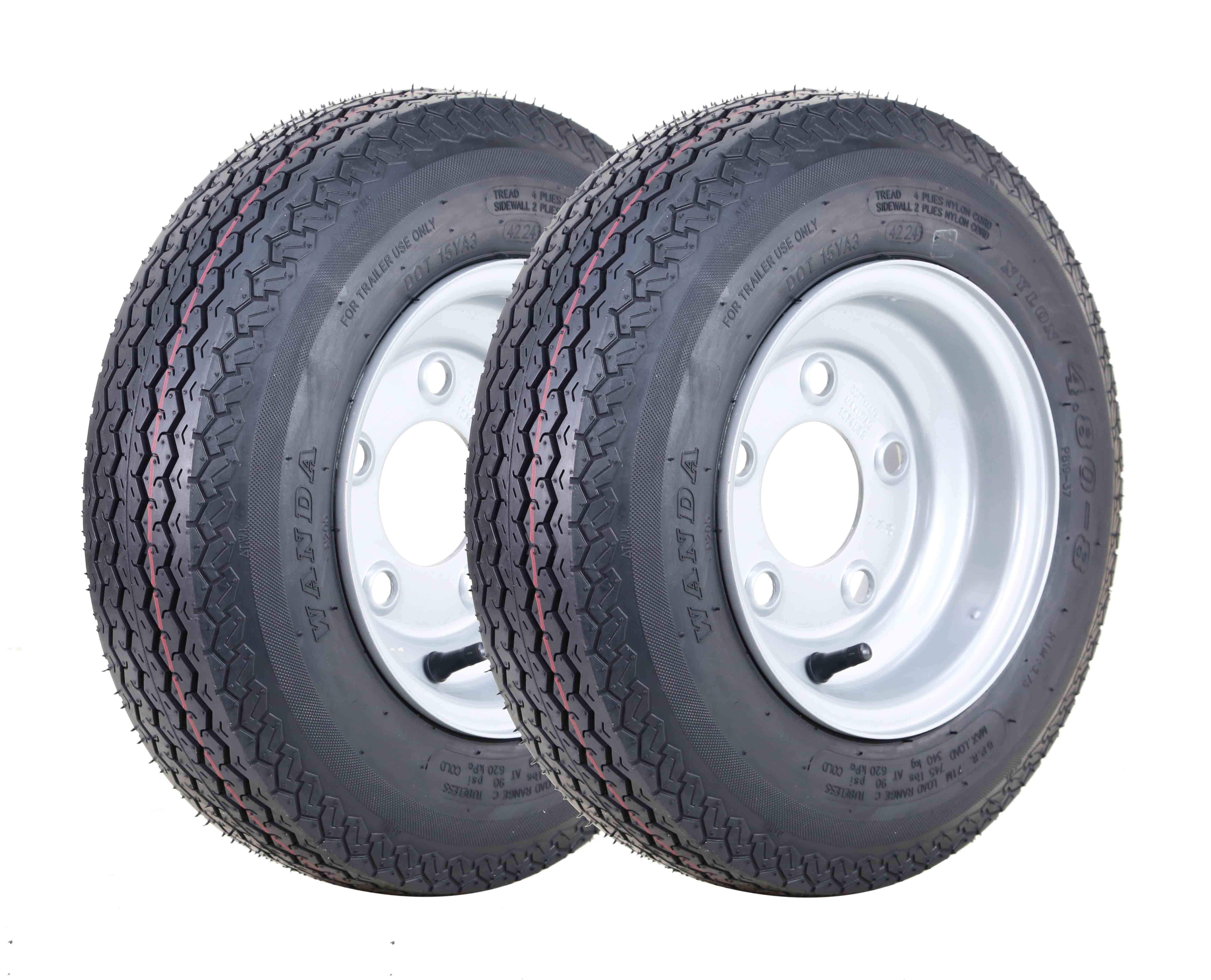 WANDA Trailer Tire Wheel Assembly 4.80-8 6-Ply C 70M w/ 5 Lugs on 4.5 ...