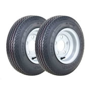 WANDA Trailer Tire Wheel Assembly 4.80-8 6-Ply C 70M w/ 5 Lugs on 4.5" PCD Silver Rim Installed,SET 2