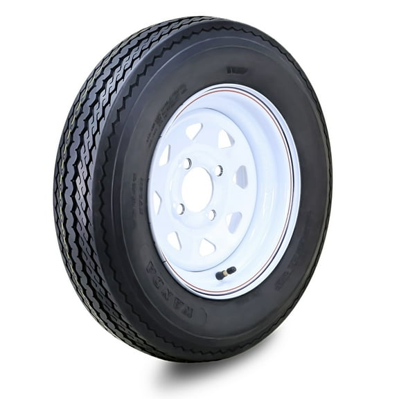 Wanda Trailer Tire Wheel Assembly 5.30-12 6-Ply C 82M 4 Lug 4" PCD White Spoke Rim