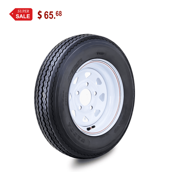 WANDA Trailer Tire Wheel Assembly 5.30-12 6-Ply C 82M 5 Lug on 4.5" PCD White Spoke Rim