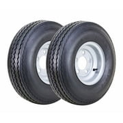 WANDA Trailer Tire Wheel Assembly 5.70-8 6-Ply C 77M w/ 5 Lugs on 4.5" PCD Silver Rim Installed ,SET 2