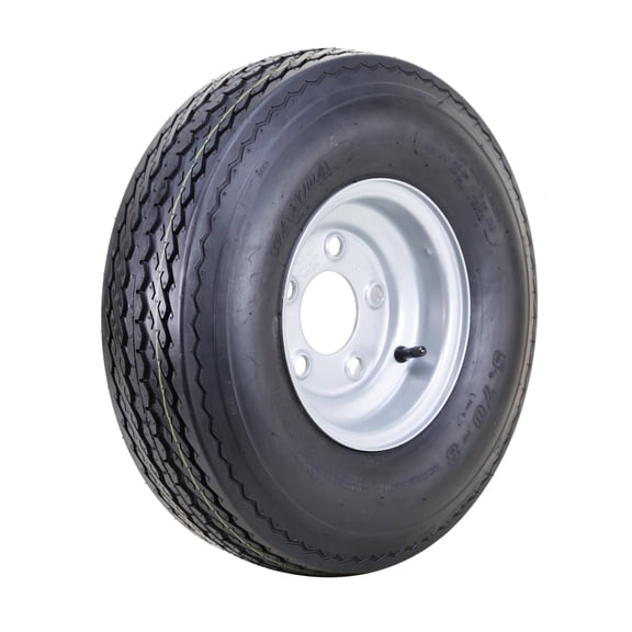 WANDA Trailer Tire Wheel Assembly 5.70-8 6-Ply C 77M w/ 5 Lugs on 4.5" PCD Silver Rim Installed