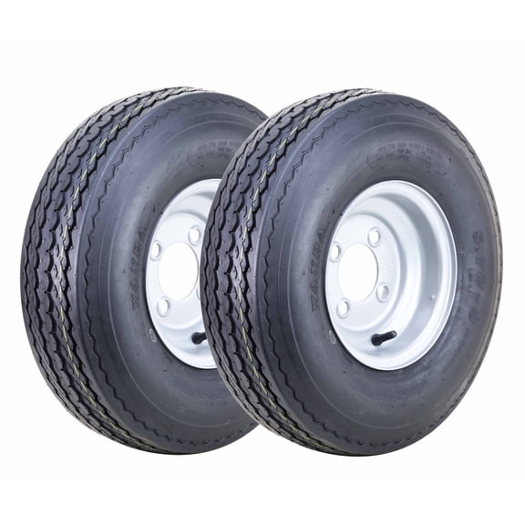 WANDA Wheel Assembly 5.70-8 6-Ply C 77M with 4 Lugs on 4" PCD Silver Rim Trailer Tire, Set of 2