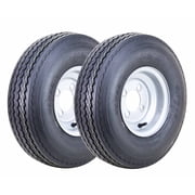WANDA Wheel Assembly 5.70-8 6-Ply C 77M with 4 Lugs on 4" PCD Silver Rim Trailer Tire, Set of 2