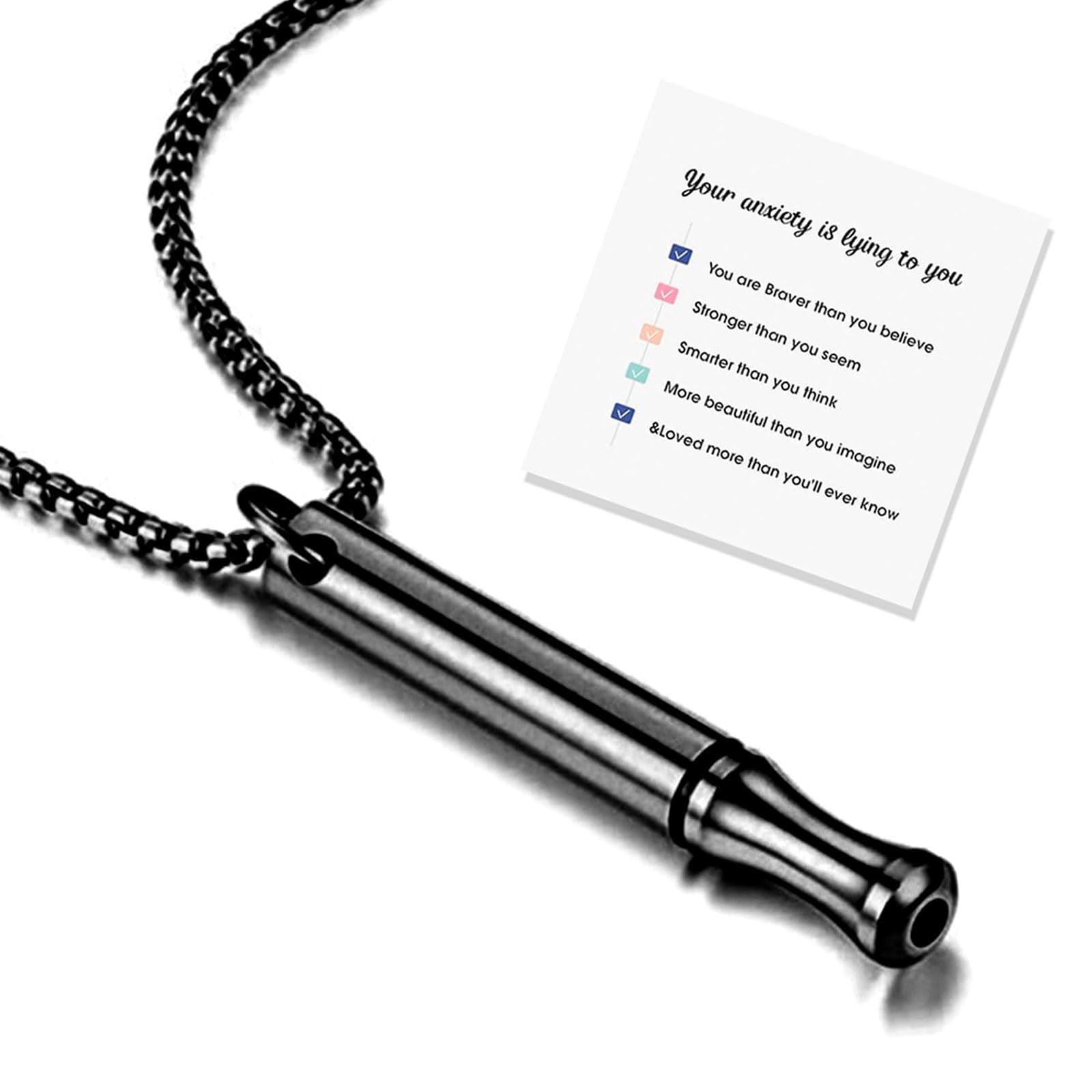 Nivofu 2 Pcs Breathlace Stop Vaping Necklace, Anxiety Whistle Breathing Necklace In 2 Colors - Foto 7