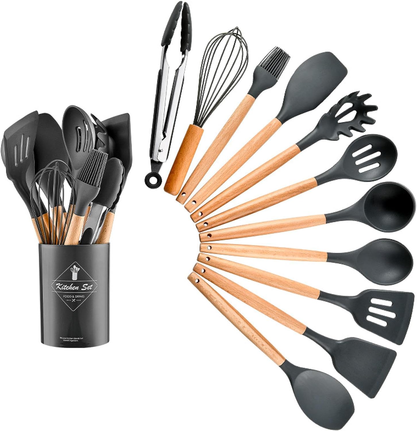 WANDCO Color Household Handle Silicone Kitchenware 11 Pieces Set ...