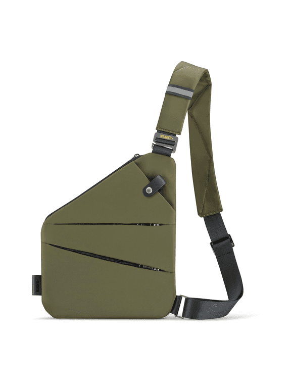 Anti Theft Crossbody Travel Bag for Women Men, Multi-Pocket Crossbody Bag, Slim Sling Bag with Adjustable Strap, Avocado Green