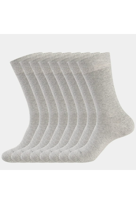 Men's Dress Socks Cotton Thin Classic Lightweight Socks 8 Pairs Solid & Patterned Soft Breathable Socks
